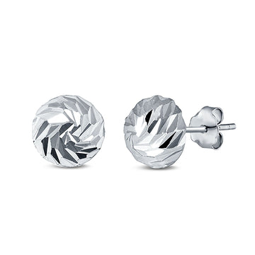 Stud Earrings Half Ball Hand Finish Design 925 Sterling Silver (8mm)